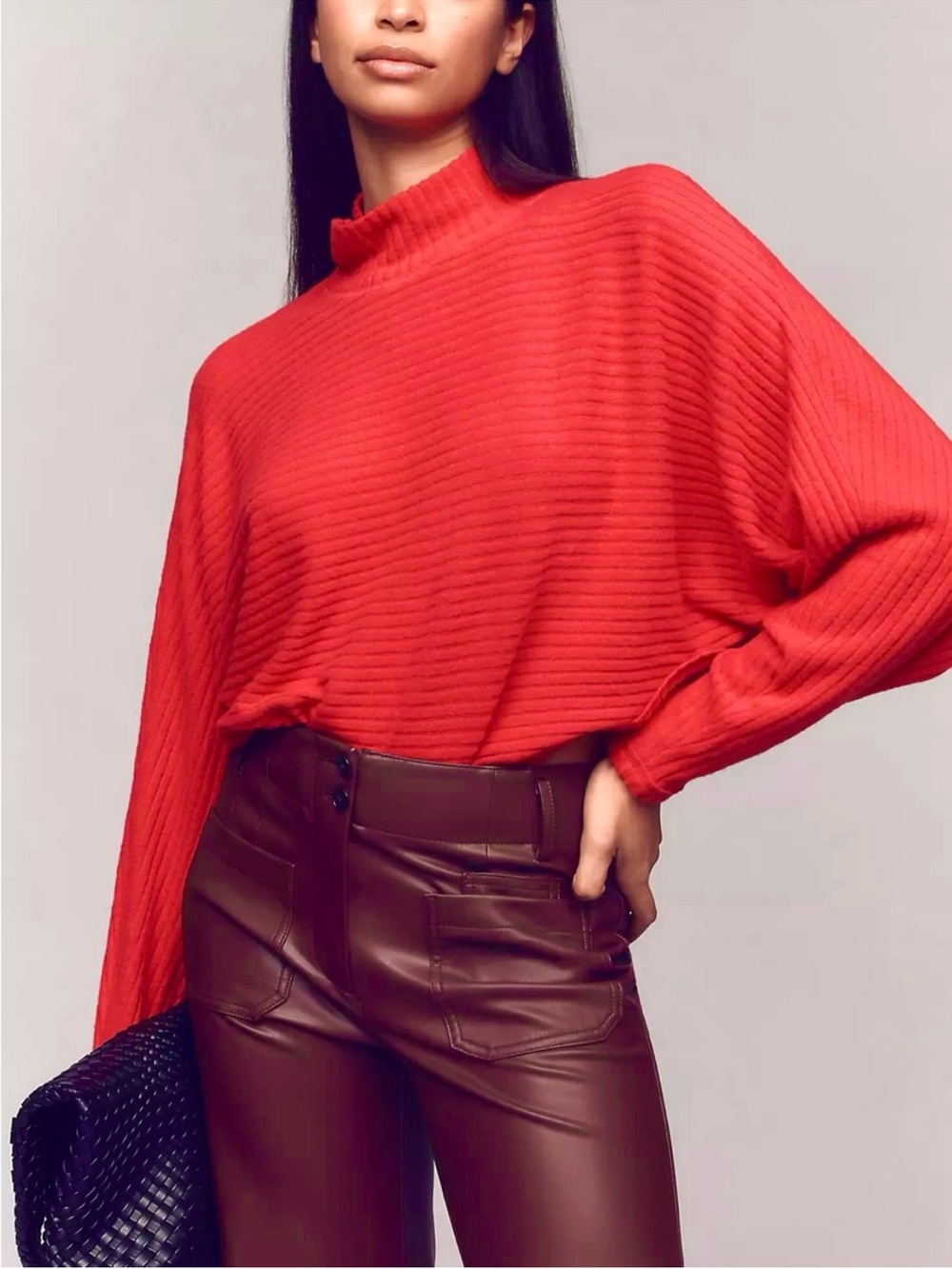 Anthropologie Pilcro Cosy Ribbed Turtleneck Batwing Pullover Women’s Sz XS